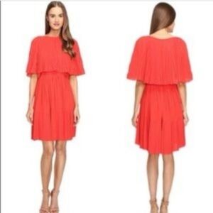 Kate Spade Cape Dress Size 0 red orange pleated formal